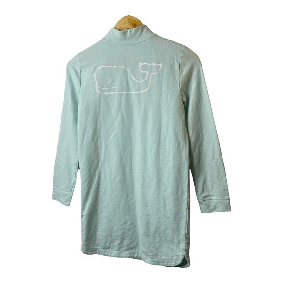 Vineyard Vines Mint Green 1/4 Zip Pullover Dress Kangaroo Pocket Girl's Large 14 - Picture 2 of 9